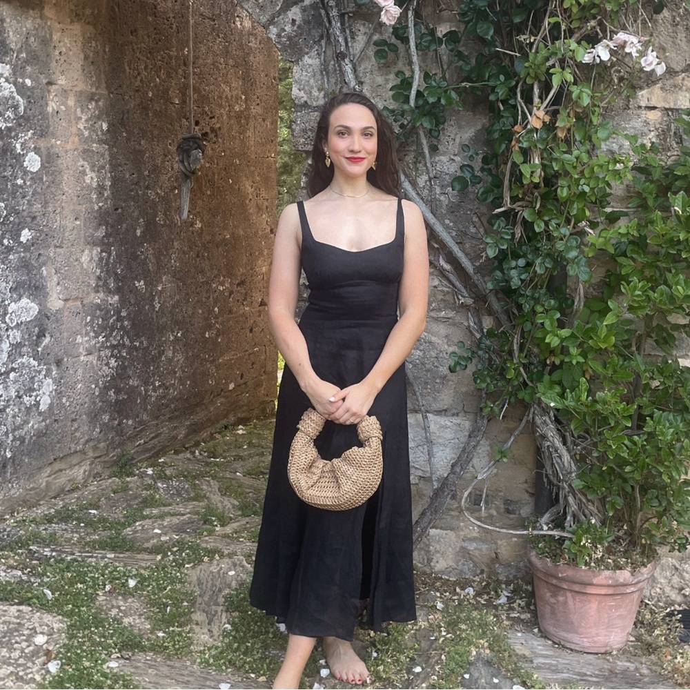 Zara black midi dress with slit